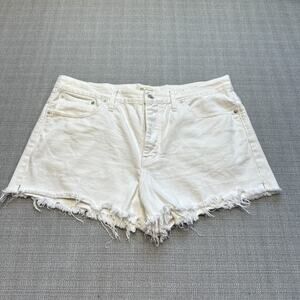 Madewell Cutoff Shorts Womens size 31‎ White Button Fly Raw Hem